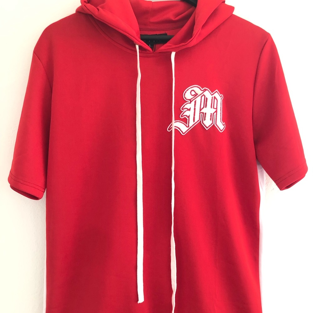 Mens Short Sleeve Hoodie T Shirt